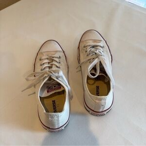 Converse Woman’s White Low Top All Stars Sneakers with Red Accents